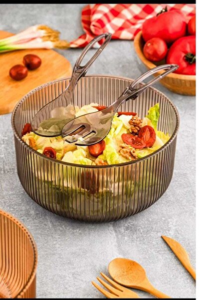 Hasırevim σαλατιέρα μαρμαρυγία, στρογγυλό μπολ σαλάτας 23 cm (με δώρο κουταλι...