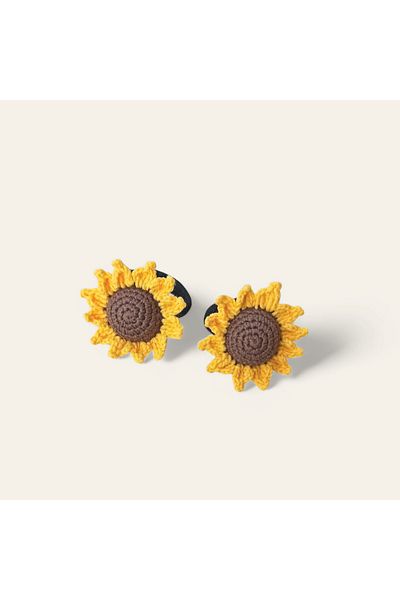 PERFECT Sunflower Patterned 2 Pieces Rubber Hairpin Set - Hair Accessory