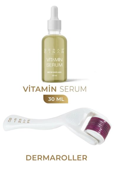 Serap Çınar Cosmetics Kaş & Saç Vitamin Serum 30ml + Profesyonel Dermaroller ...