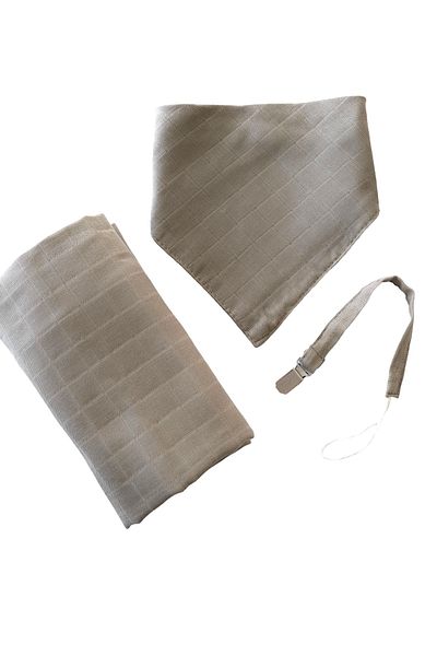 runbaby 75x75cm 100% Cotton Baby Muslin Soil Set - Scarf Pacifier Strap