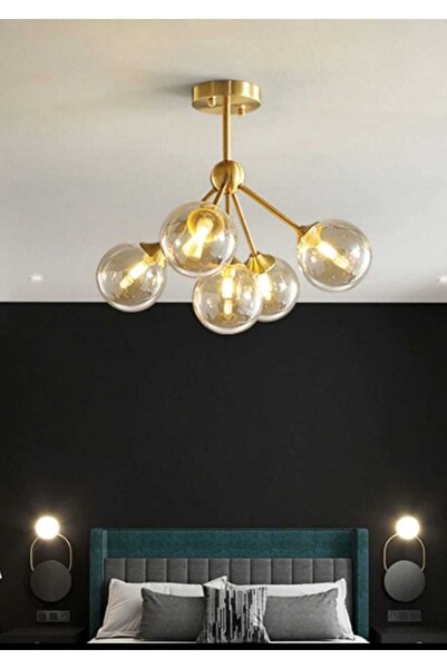 BSA LIGHTING Clara 4+1 Eskitme Avize (bal Camlı)