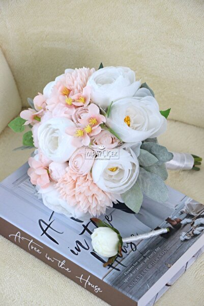 Yapay Çiçek Deposu Gelin Buketi Arda 2li Set Model7