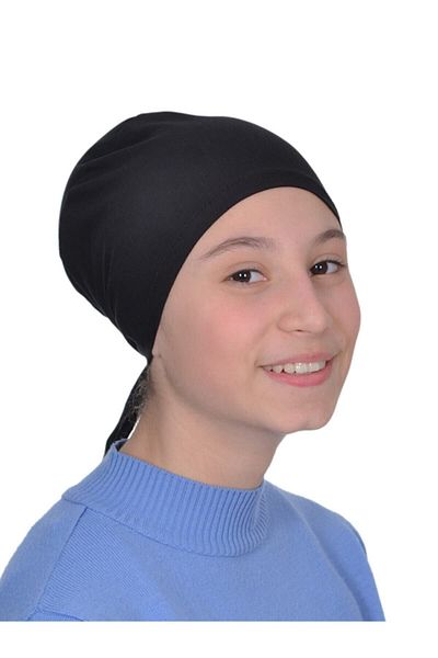 BEYAZ DÜŞ Black Color Seamless Hijab Bonnet