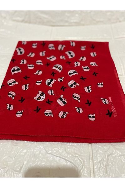 sema aksesuar Unisex Cat Patterned Scarf - Bandana - Glasses Bandana Cat Cotton Scarf