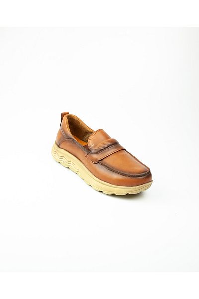 Scavia Tan Leather Women's Casual Shoes - 328 Model