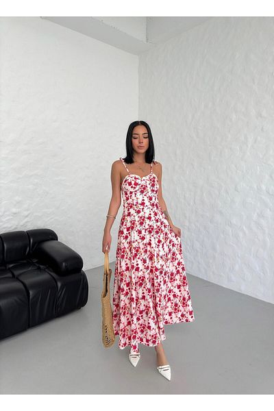 S&A Collectionn Rochie maxi pentru femei cu imprimeu floral - cu glop și bretele din frânghie căptușite