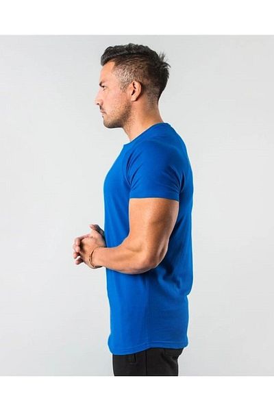 EMTA Μπλε ανδρικό μπλουζάκι Basic 100% Cotton Crew Neck