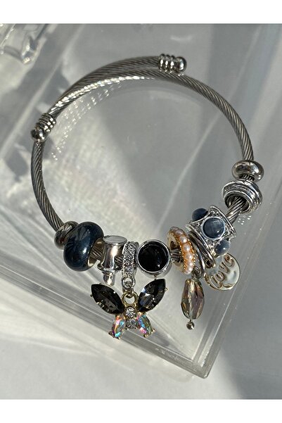Nyx jewelry Çelik Siyah Kelebekli Model Bileklik
