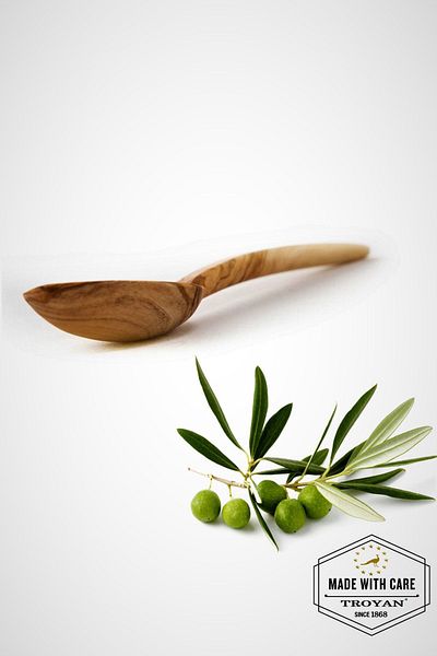 TROYA 32 cm Large Size Olive Tree SpoonQuality And 1stNatural Olive Wood with Class Handcrafted