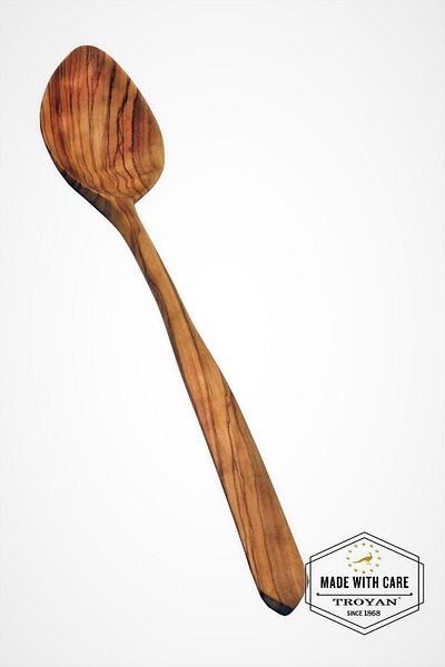 TROYA 32 cm Large Size Olive Tree SpoonQuality And 1stNatural Olive Wood with Class Handcrafted