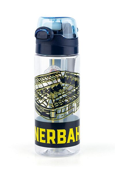 Fenerbahçe Licensed School Water Bottle with Fb Logo - Student Water Bottle with Straw, Button and Protective Lid