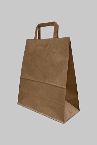 krafttürk ambalaj Kraft Kağıt Çanta Flat Saplı 25x12x30 (25 Adet)(kağıt Poşet...