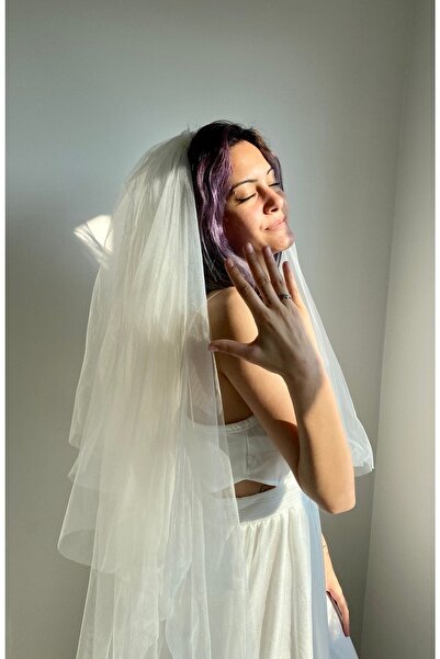 VENÜS MODA by Pınar حجاب إكرو كاتدرائية 250 سم - طبقتين طويلة ومشط منفوش لحفلات الزفاف