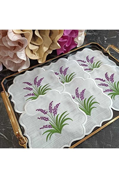 LASETU منديل كوكتيل بطبعة لافندر، منديل للقهوة 6 قطع