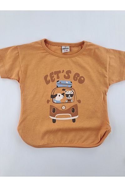 Butik Summer Double Suit for Baby Boy and Child - Button Detailed Printed Shorts and T-shirt