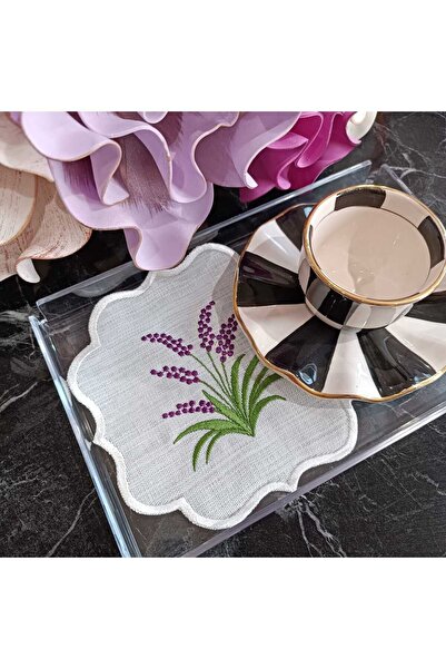 LASETU منديل كوكتيل بطبعة لافندر، منديل للقهوة 6 قطع