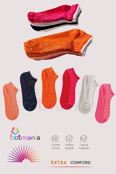 footmania Цветни дамски спортни обувки на точки Комплект чорапи 5 чифта (ДОКАЗАТЕЛСТВО)