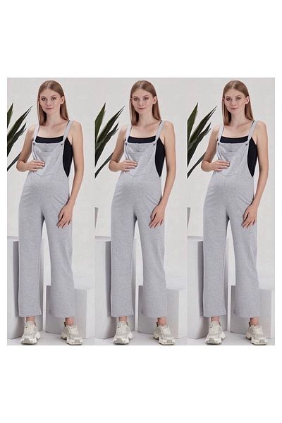LİYACA Combed Cotton Maternity Gardener Jumpsuit