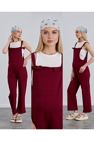 LİYACA Combed Cotton Maternity Gardener Jumpsuit