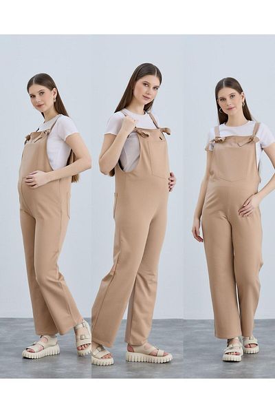 LİYACA Combed Cotton Maternity Gardener Jumpsuit