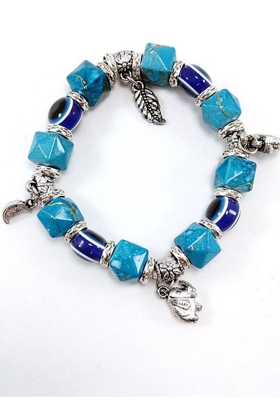 Ennea Art Turquoise Evil Eye Bead Bracelet Special Design Handmade Gift Accessory