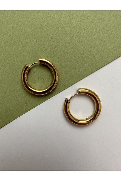 ringbox Gold Steel Tarnish Stainless Classic Hoop Women's Earrings