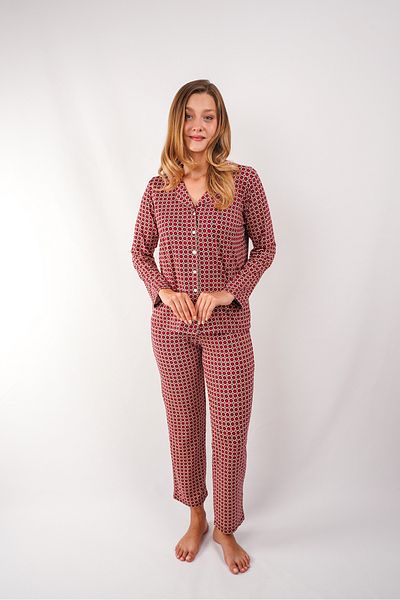 Butik Women's Sleepwear Set with Soft Texture and Red Pattern