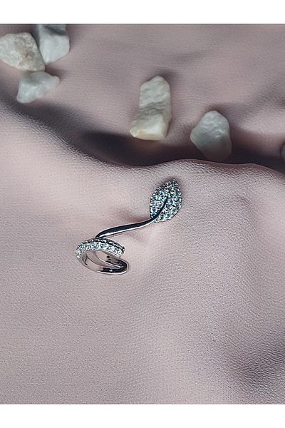 Yonga Moda أقراط الغضروف المفردة من حجر الورقة - تلتف حول الأذن