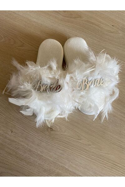 Eliza Bride Bride Tüylü Havlu Terlik
