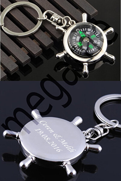 megame Kişiye Özel Metal Pusula Anahtarlık ,özel isim baskılı  , Kamp Yürüyüş...
