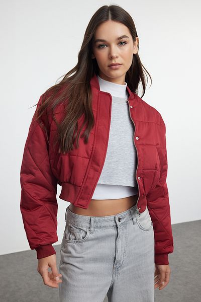 Trendyol Collection Burgunder Bomber Pufferjacke TWOAW25MO00069