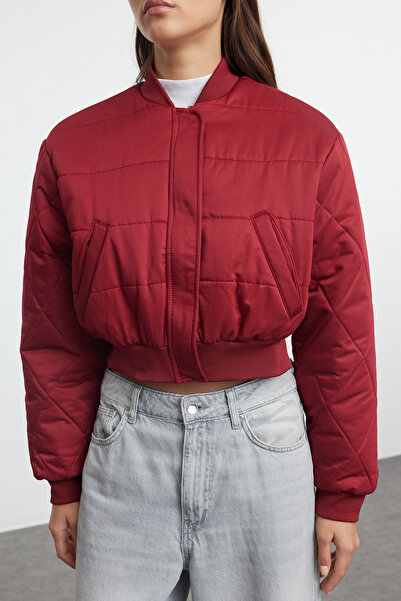 Trendyol Collection Vínová bunda Bomber Puffer Jacket Twoaw25Mo00069