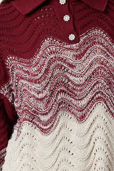 Trendyol Collection Pulover de tricotaj cu blocuri de culoare mov Crop Gem Buttoned TWOAW23KZ01331