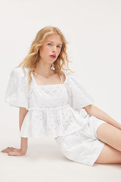 Monki Magda Anglaise Broderie Blouse