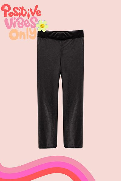 TRENDYOLKIDS Κοριτσίστικο βελούδινο κολάν BlackK Pearl Velvet - TKDAW25TA00001