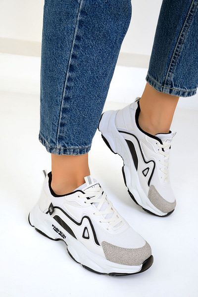 SOHO Weiß-Schwarze Damen Sneakers 17834