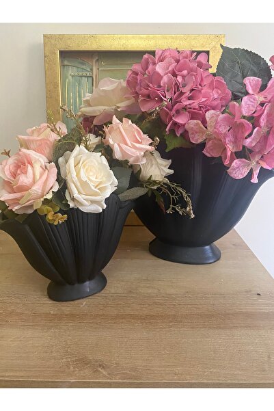 Hepsi Moda Istiridye Vazo (DENİZ KABUĞU VAZO) 2’Li Set siyah takım