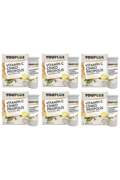 Youplus 6 Pieces of Youplus Vitamin C, Zinc, Propolis Effervescent Tablet Supplement