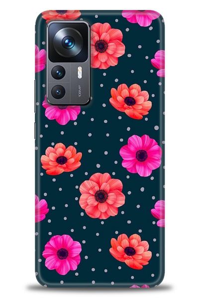 Sitrin Aksesuar حافظة لهاتف Xiaomi Mi 12T / Mi 12T Pro مطبوعة بدقة عالية - منقط وزهور