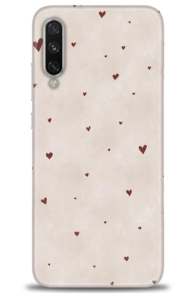 Sitrin Aksesuar حافظة Xiaomi Mi A3 مطبوعة بدقة عالية - قلوب بنية