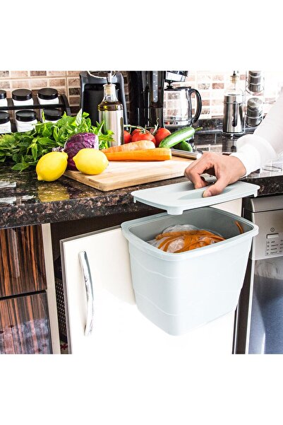 PERİBOİA Practical Trash Can with Lid Hanging on the Cabinet Door