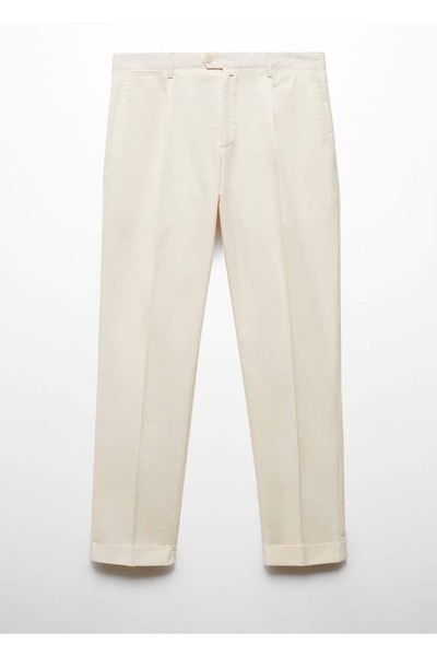 MANGO Man Cotton Linen Pleated Trousers