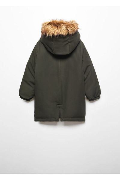 MANGO Kids Übergroßer Anorak mit Kapuze aus Kunstpelz