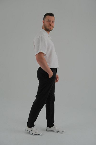 ASG TEKSTİL Men's Black StraightJeansPants