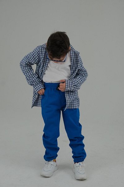 ASG TEKSTİL Boy - Saks Blue Elastic Leg Trousers