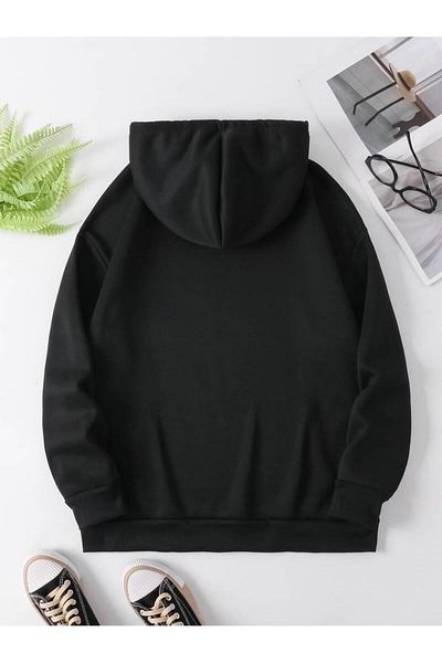 Touz Moda Φούτερ λευκής γάτας με μαύρη κουκούλα