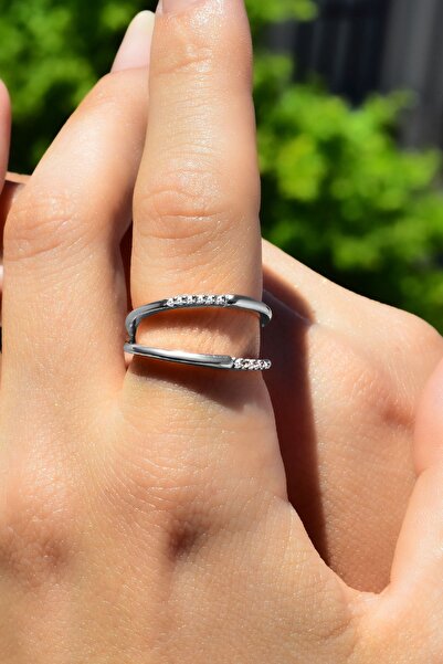 jelux silver Gümüş 925 Ayar Zirkon Taşlı Ayarlanabilir Cuf Model Yüzük