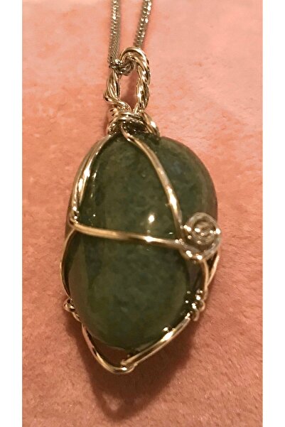 MIU Master Yosunlu Akik taşı tel sargılı Kolye