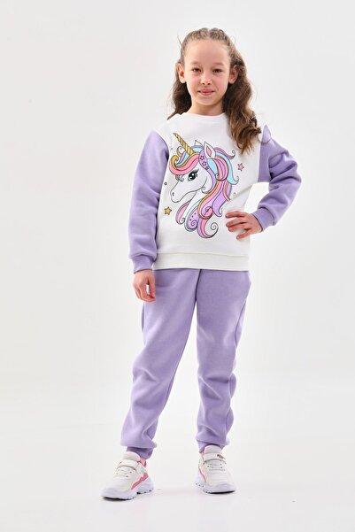 DEVRİMAY TEKSTİL Детски зимни трислойни спортни панталони с подплата от лилав...