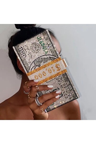 Secret Inside Lingerie & Dress Collection Taşlı Dolar Çanta Gri